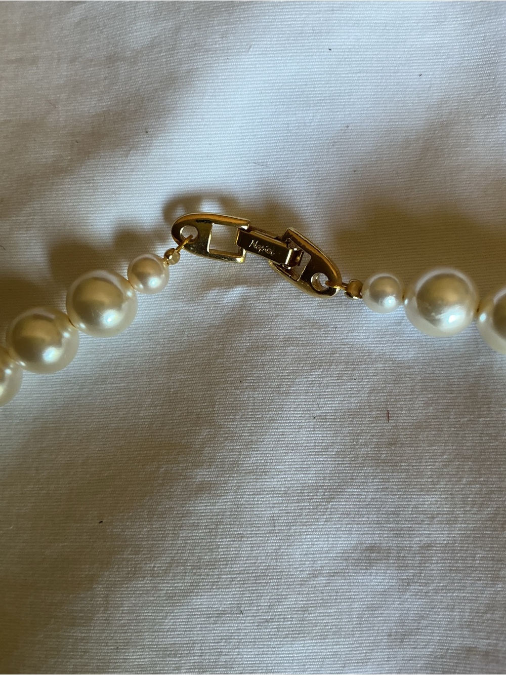 Napier White Pearl Necklace with Gold Pendant - Picture 3 of 4